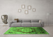 Machine Washable Oriental Green Industrial Area Rugs in a Living Room,, wshurb2101grn