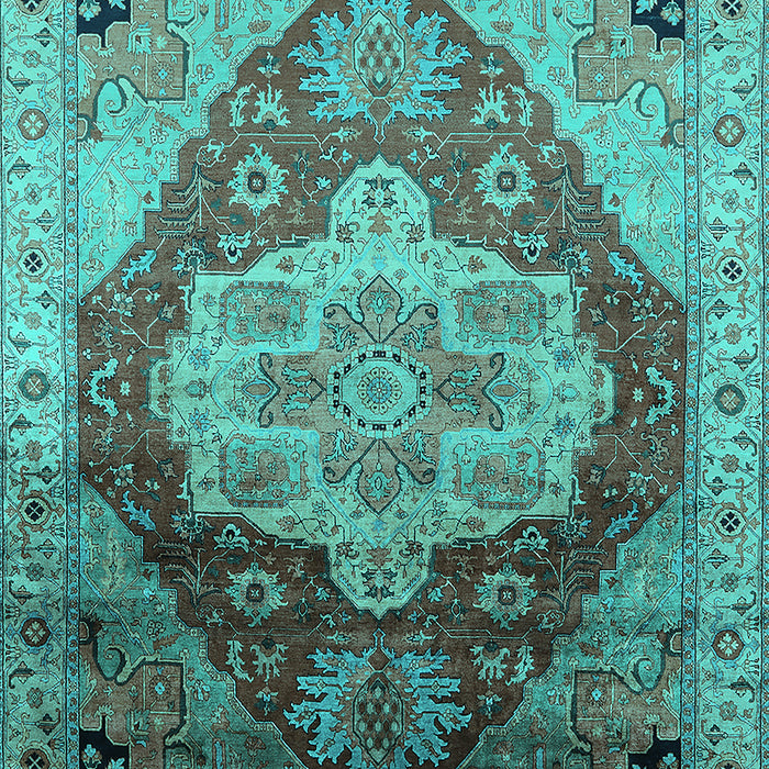 Machine Washable Oriental Turquoise Industrial Area Rugs, wshurb2101turq