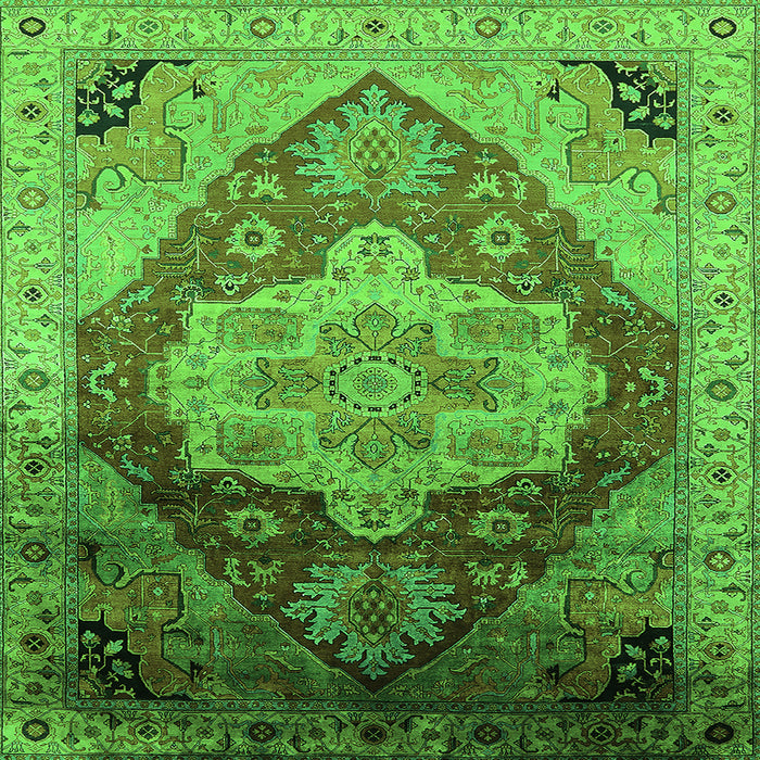 Square Oriental Green Industrial Rug, urb2101grn