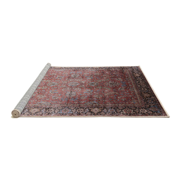 Sideview of Machine Washable Industrial Modern Chestnut Brown Rug, wshurb2102