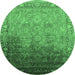 Round Oriental Emerald Green Industrial Rug, urb2102emgrn