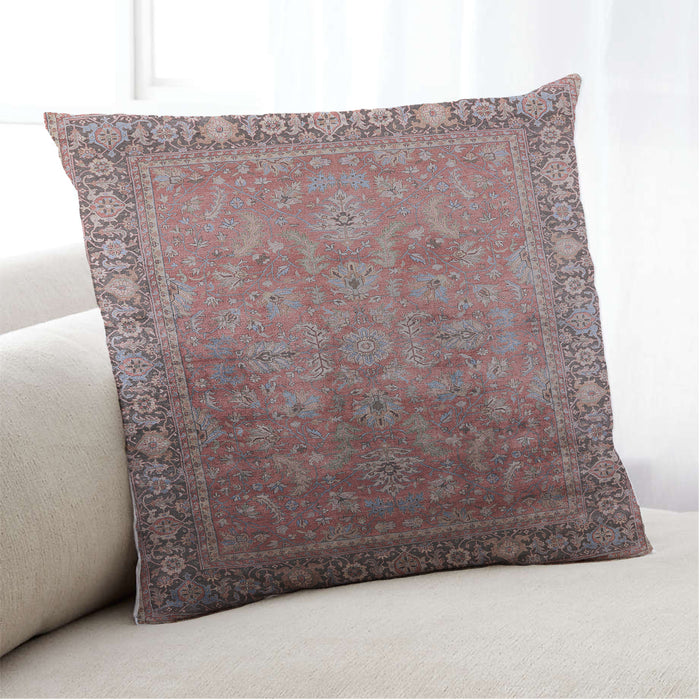 Lifestyle Image of Mid-Century Modern Urban Square Chestnut Brown Throw Pillow, 18 inch by 18 inch, pwurb2102