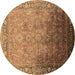 Round Oriental Brown Industrial Rug, urb2102brn