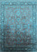 Machine Washable Oriental Light Blue Industrial Rug, wshurb2102lblu