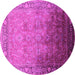 Round Machine Washable Oriental Pink Industrial Rug, wshurb2102pnk