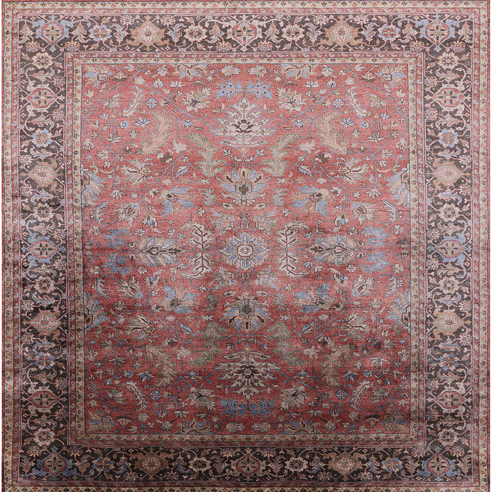 Square Mid-Century Modern Chestnut Brown Oriental Rug, urb2102