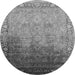 Round Machine Washable Oriental Gray Industrial Rug, wshurb2102gry