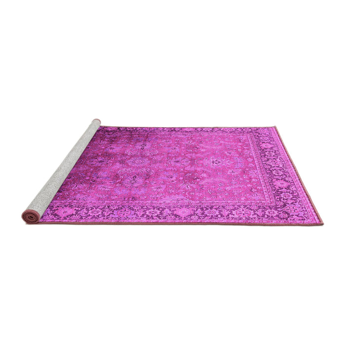 Sideview of Machine Washable Oriental Pink Industrial Rug, wshurb2102pnk