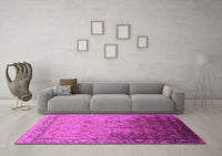 Machine Washable Oriental Pink Industrial Rug, wshurb2102pnk