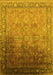 Machine Washable Oriental Yellow Industrial Rug, wshurb2102yw