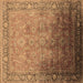 Square Machine Washable Oriental Brown Industrial Rug, wshurb2102brn