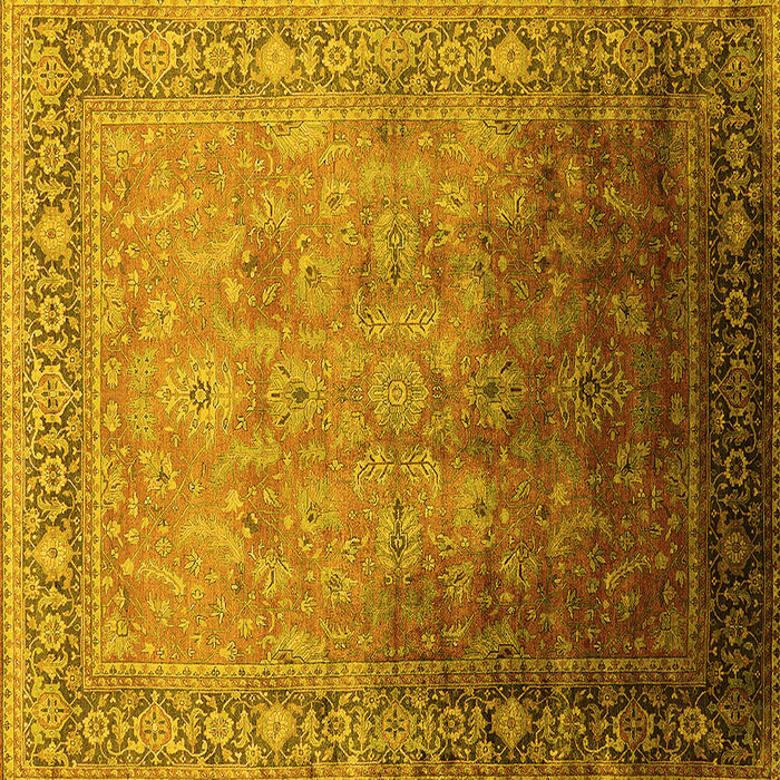 Square Machine Washable Oriental Yellow Industrial Rug, wshurb2102yw