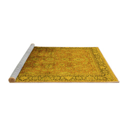 Sideview of Machine Washable Oriental Yellow Industrial Rug, wshurb2102yw