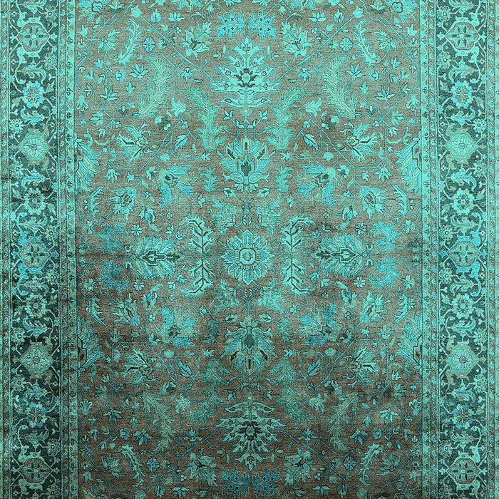 Machine Washable Oriental Turquoise Industrial Area Rugs, wshurb2102turq