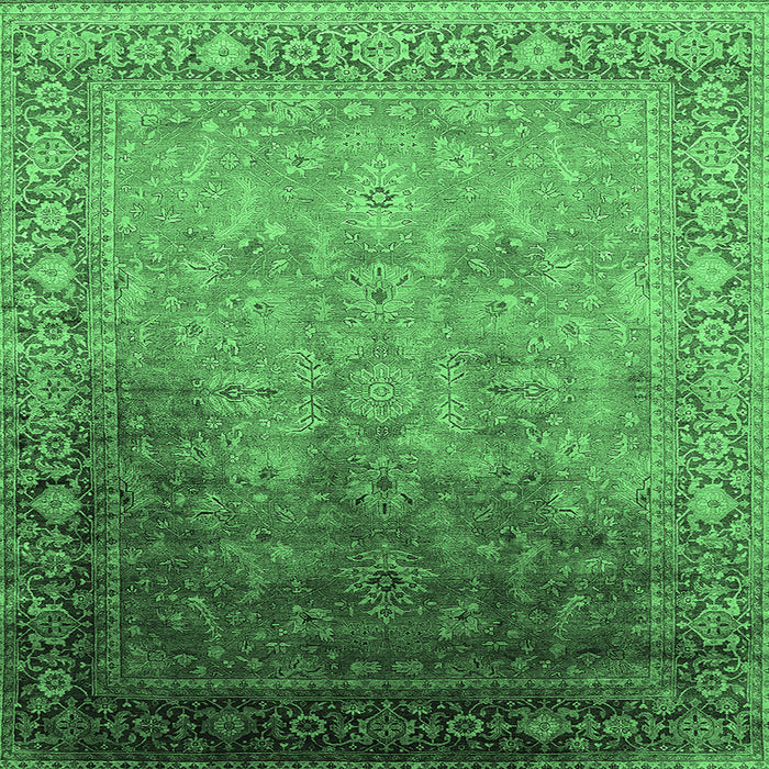 Square Machine Washable Oriental Emerald Green Industrial Area Rugs, wshurb2102emgrn