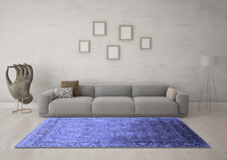 Machine Washable Oriental Blue Industrial Rug in a Living Room, wshurb2102blu