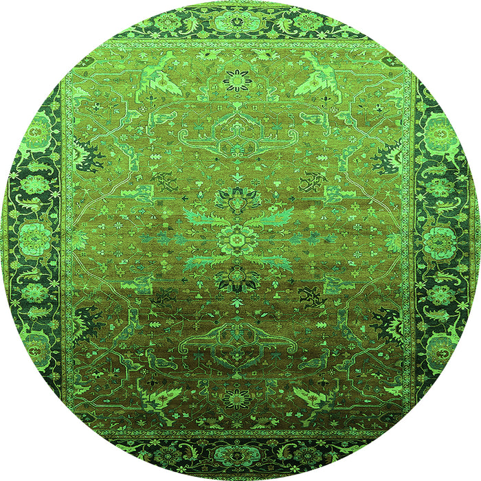 Round Oriental Green Industrial Rug, urb2103grn