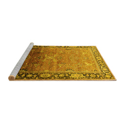 Sideview of Machine Washable Oriental Yellow Industrial Rug, wshurb2103yw