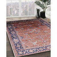 Mid-Century Modern Khaki Rose Pink Oriental Rug, urb2103