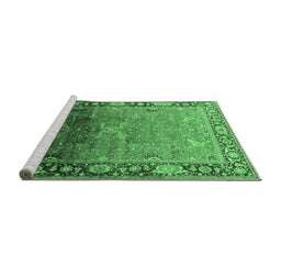 Sideview of Machine Washable Oriental Emerald Green Industrial Area Rugs, wshurb2103emgrn