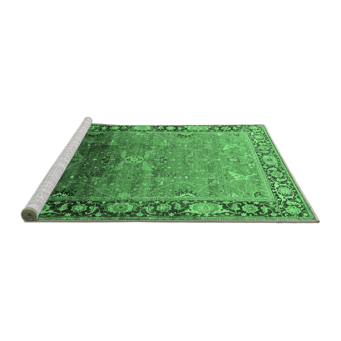 Sideview of Machine Washable Oriental Emerald Green Industrial Area Rugs, wshurb2103emgrn