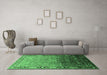 Machine Washable Oriental Emerald Green Industrial Area Rugs in a Living Room,, wshurb2103emgrn