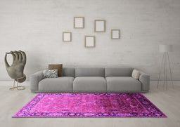 Machine Washable Oriental Pink Industrial Rug in a Living Room, wshurb2103pnk