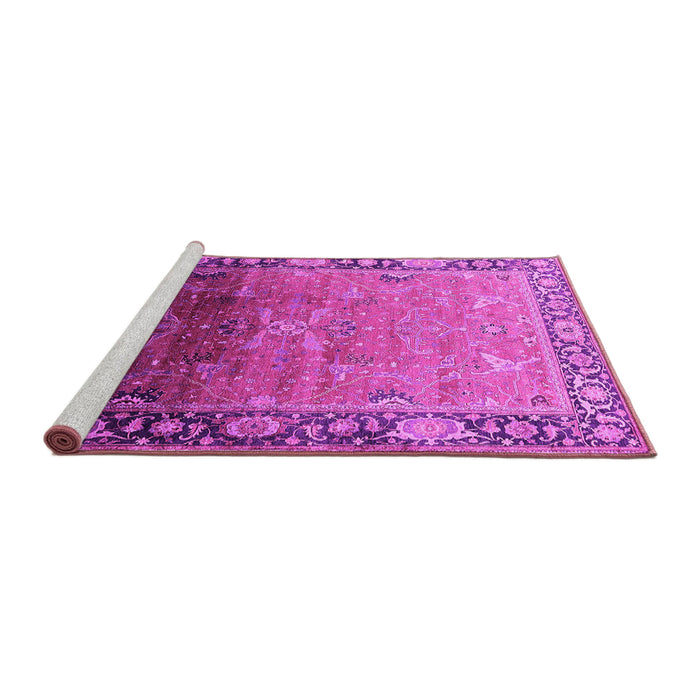Sideview of Machine Washable Oriental Pink Industrial Rug, wshurb2103pnk