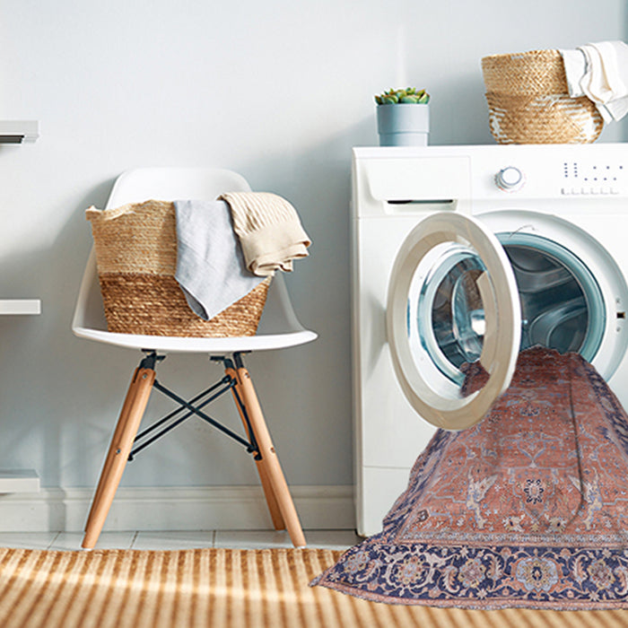 Machine Washable Industrial Modern Khaki Rose Pink Rug in a Washing Machine, wshurb2103