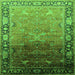 Square Machine Washable Oriental Green Industrial Area Rugs, wshurb2103grn