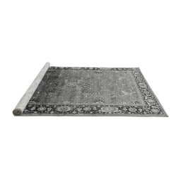Sideview of Machine Washable Oriental Gray Industrial Rug, wshurb2103gry