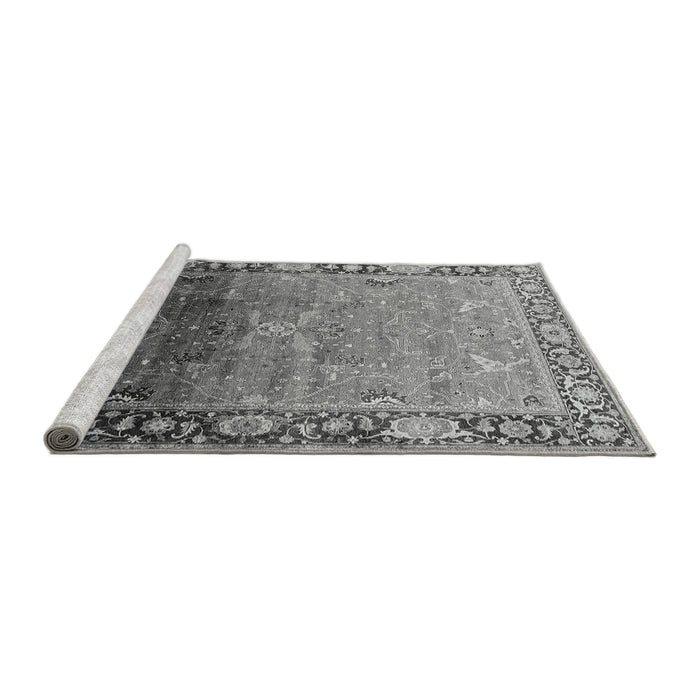 Sideview of Machine Washable Oriental Gray Industrial Rug, wshurb2103gry