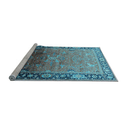 Sideview of Machine Washable Oriental Light Blue Industrial Rug, wshurb2103lblu