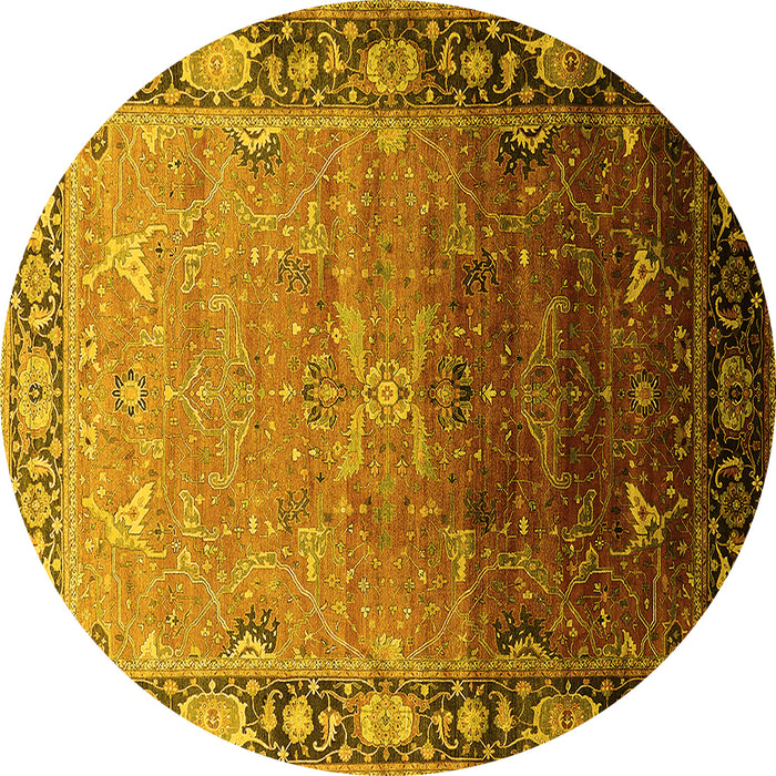 Round Oriental Yellow Industrial Rug, urb2103yw