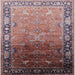 Square Mid-Century Modern Khaki Rose Pink Oriental Rug, urb2103