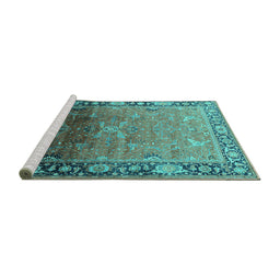 Sideview of Machine Washable Oriental Turquoise Industrial Area Rugs, wshurb2103turq