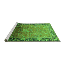 Sideview of Machine Washable Oriental Green Industrial Area Rugs, wshurb2103grn
