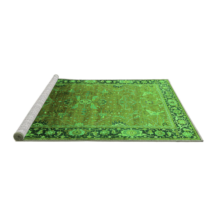 Sideview of Machine Washable Oriental Green Industrial Area Rugs, wshurb2103grn