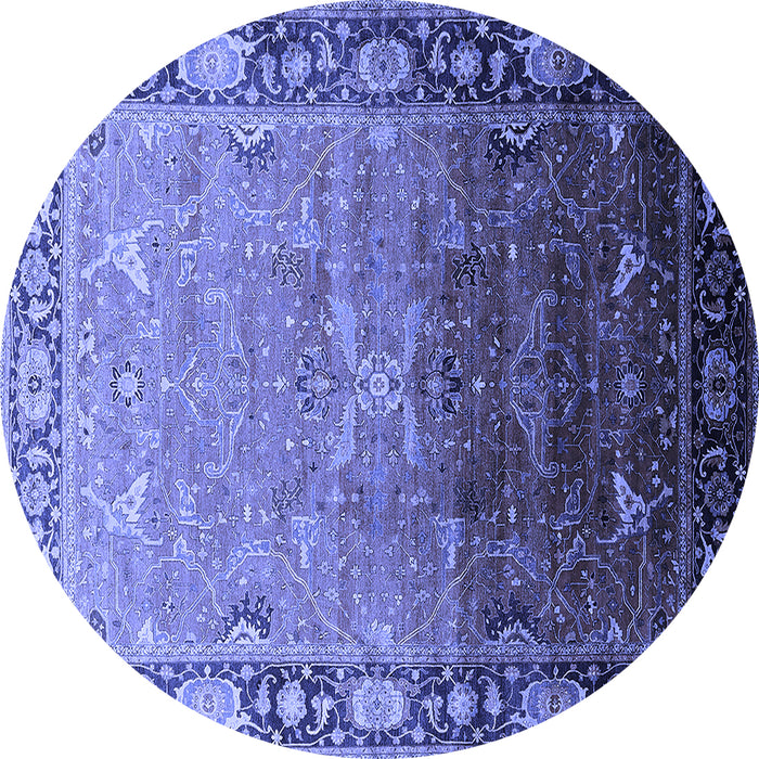 Round Oriental Blue Industrial Rug, urb2103blu