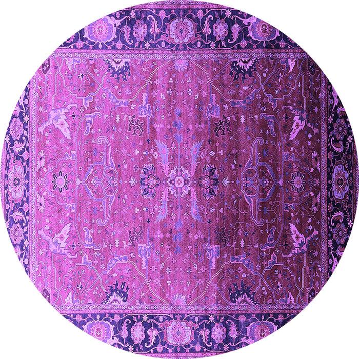 Round Oriental Purple Industrial Rug, urb2103pur