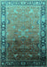 Machine Washable Oriental Turquoise Industrial Area Rugs, wshurb2103turq