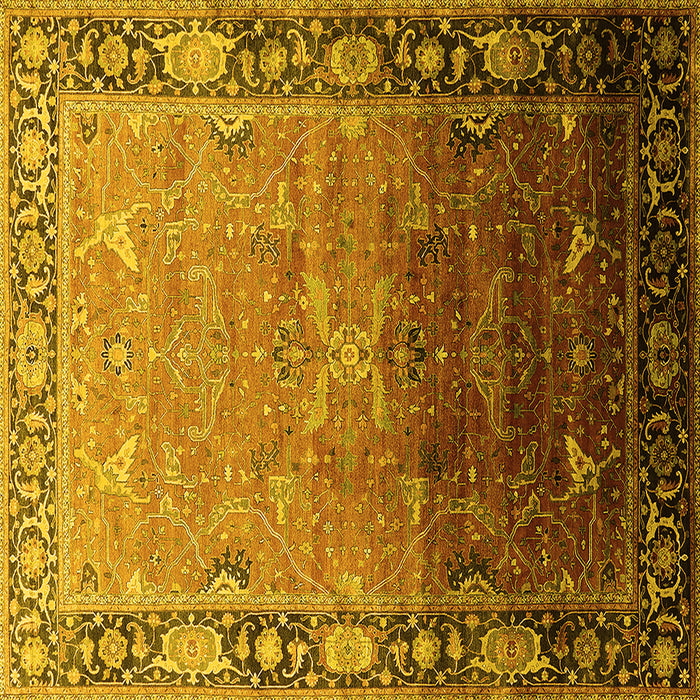 Square Machine Washable Oriental Yellow Industrial Rug, wshurb2103yw