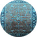 Round Oriental Light Blue Industrial Rug, urb2103lblu