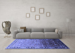 Machine Washable Oriental Blue Industrial Rug in a Living Room, wshurb2103blu