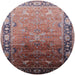 Round Mid-Century Modern Khaki Rose Pink Oriental Rug, urb2103