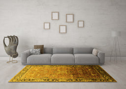 Machine Washable Oriental Yellow Industrial Rug in a Living Room, wshurb2103yw