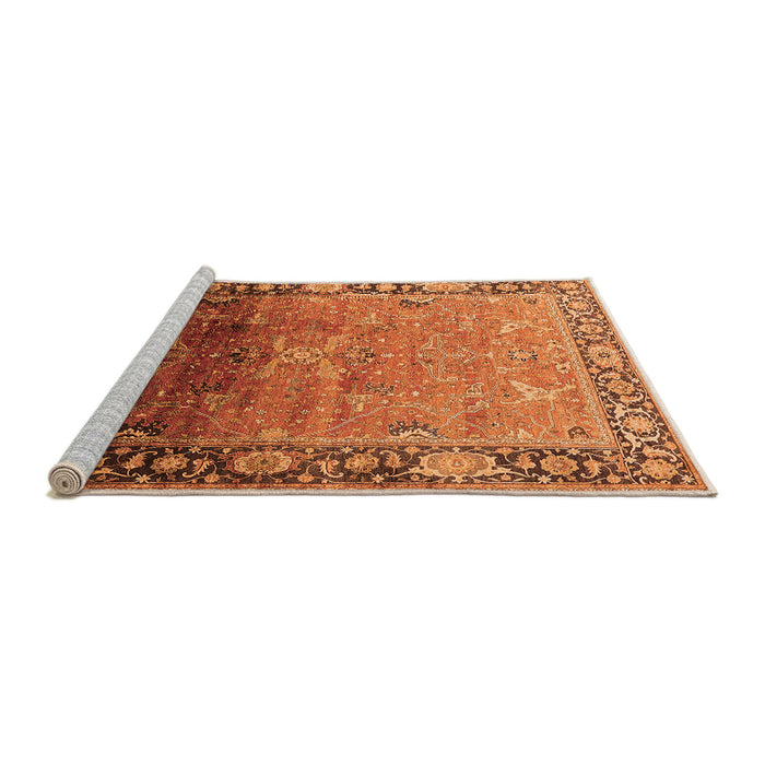 Sideview of Machine Washable Oriental Orange Industrial Area Rugs, wshurb2103org