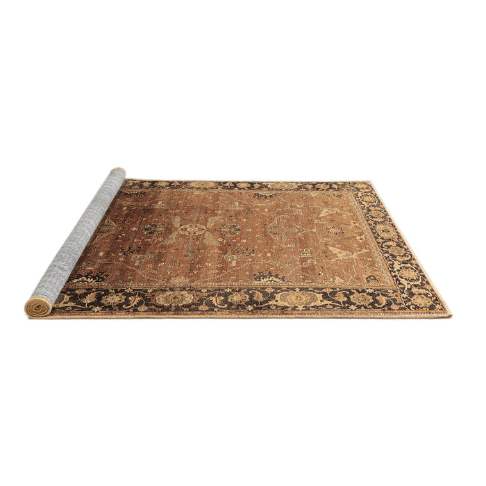 Sideview of Machine Washable Oriental Brown Industrial Rug, wshurb2103brn