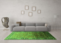 Machine Washable Oriental Green Industrial Area Rugs in a Living Room,, wshurb2103grn