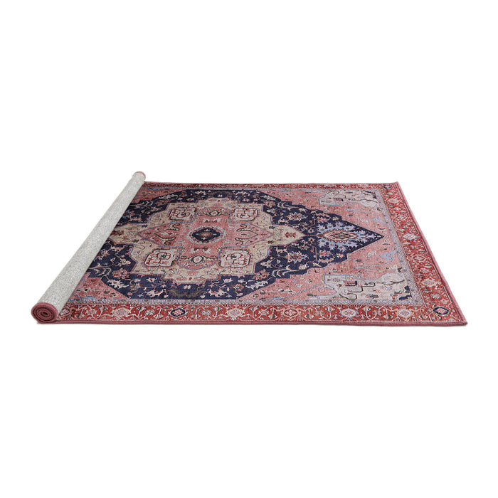 Sideview of Machine Washable Industrial Modern Pink Rug, wshurb2104